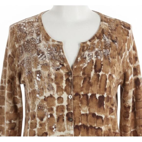 Coldwater Creek Sweater Cardigan Womens Size XL Brown Cotton Modal Blend PILLING - Picture 1 of 9